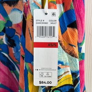 Anne Cole Floral Bright Tunic Dress or Beach Cover Up NWT XS/S